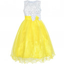 Dětské, dívčí společenské šaty, slavnostní třpytivé šaty - žluté