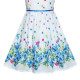 Dětské, dívčí letní šaty bílé s modrými kytičkami