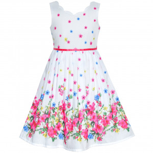 Dětské, dívčí letní šaty bílé s růžovými kytičkami