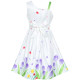 Dětské, dívčí letní šaty bílé 3D fialové tulipány