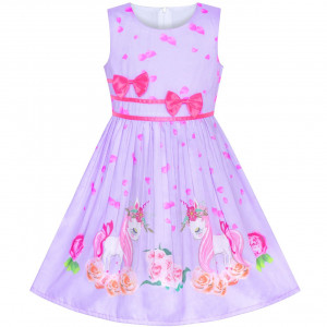 Dětské, dívčí letní šaty fialové s jednorožcem