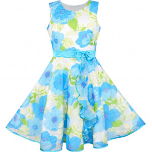 Dětské, dívčí letní šaty jemně modré květové