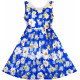 Dětské, dívčí letní šaty modré květinové s perličkami