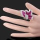 Luxusní dámský prsten clear & fuksia Swarovski krystal J0095