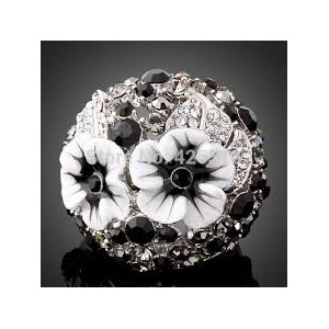 Luxusní masivní dámský prsten květina Swarovski krystal 
