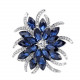 Módní brož s krystaly - modrá květina