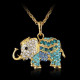 Módní dámský řetízek s přívěškem slon s krystaly - modrý