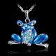 Módní dámský řetízek s přívěškem žába s krystaly - modrá