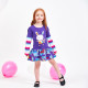 Dětské dívčí šaty, tunika s dlouhým rukávem fialová s králíčkemýlkami