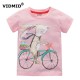Dětské, dívčí tričko krátký rukáv růžové zajíc na kole