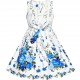 Dětské, dívčí letní šaty bílé s vyšívanými motýlky a modrými kytičkami