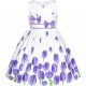 Dětské, dívčí letní šaty bílé s fialovými tulipány