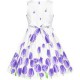 Dětské, dívčí letní šaty bílé s fialovými tulipány