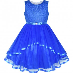 Dětské, dívčí společenské šaty safírově modré