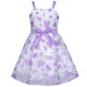 Dětské, dívčí společenské bílé šaty s fialovými květy a korálky