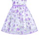 Dětské, dívčí společenské bílé šaty s fialovými květy a korálky