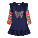 Dětské dívčí šaty, tunika s dlouhým rukávem měnící se obrázek motýl