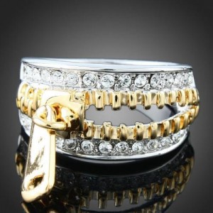 Luxusní prsten, bílé zlato, zip Swarovski krystal 
