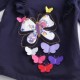 Dětské, dívčí tričko dlouhý rukáv modré s 3D motýlky
