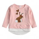 Dětské, dívčí tričko dlouhý rukáv růžové měnící se obrázek - králíček
