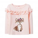 Dětské, dívčí tričko dlouhý rukáv růžové měnící se obrázek - liška