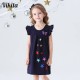 Dětské dívčí šaty, tunika s krátkým rukávem modrá navy s hvězdičkami