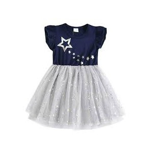 Dětské dívčí šaty, tunika krátký rukáv s hvězdičkami