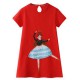 Dětské dívčí šaty, tunika krátký rukáv, červená s baletkou