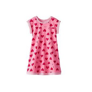 Dětské dívčí šaty, tunika krátký rukáv, růžová se srdíčky