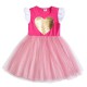 Dětské dívčí šaty, tunika krátký rukáv, růžové se srdíčkem
