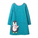 Dětské dívčí šaty, tunika s dlouhým rukávem tučňák