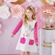 Dětské dívčí šaty, tunika s dlouhým rukávem bílá - motýlci