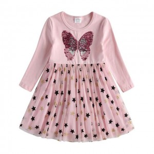 Dětské dívčí růžové šaty, tunika s tutu sukýnkou - měnící se motýl