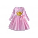 Dětské dívčí šaty, tunika s dlouhým rukávem "Princess" a tylovou sukní - růžová