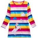 Dívčí šaty, tunika s dlouhým rukávem, barevné proužky Unicorn