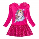Dívčí šaty, tunika s dlouhým rukávem a puntíky - růžová Unicorn