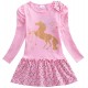 Dívčí šaty, tunika s dlouhým rukávem a puntíky - jemně růžová jednorožec