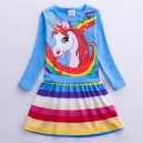 Dětské dívčí šaty, tunika s dlouhým rukávem Unicorn - modrá