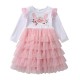 Dívčí šaty, tunika s králíčkem a volánkovou sukní baby růžová