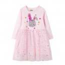 Dívčí šaty, tunika s králíčkem a tylovou sukní růžová