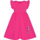 Dětské, dívčí letní šaty bavlněné s volánkovými rukávy - sytě růžové