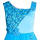 Dětské, dívčí společenské šaty s květinami - modré