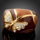 Luxusní prsten, žluté zlato, motýl Swarovski krystal J0534