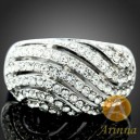Luxusní masivní prsten, bílé zlato, bílý Swarovski krystal J2090