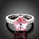 Luxusní prsten, bílé zlato, růžový Swarovski krystal J0631