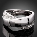 Luxusní prsten, bílé zlato, bílý Swarovski krystal J0554