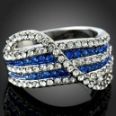 Luxusní  prsten clear & blue Swarovski krystal J2117