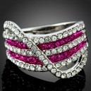 Luxusní  prsten clear & fuksia Swarovski krystal J2118
