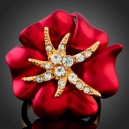 Luxusní prsten velká květina Starfish červená Swarovski krystal J1576