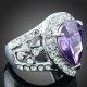 Luxusní prsten, bílé zlato, bílý, fialový Swarovski krystal J2701